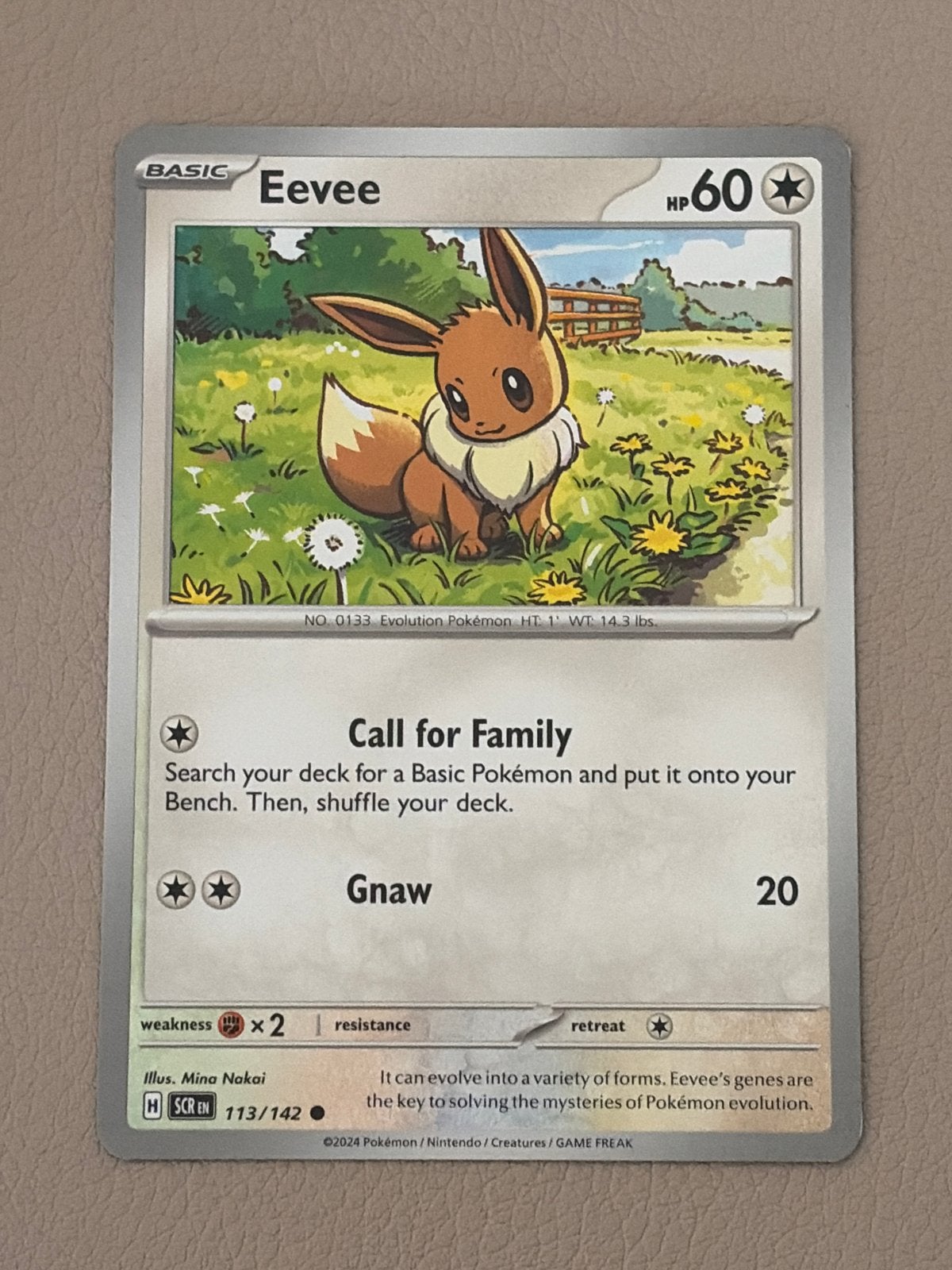Eevee 113/142 Stellar Crown Pokémon Kaart, Ophalen of Verzenden, Zo goed als nieuw, Losse kaart