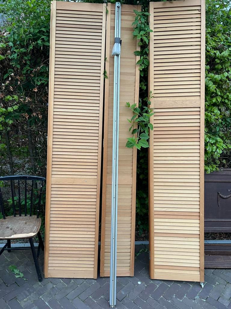 Houten shutters met rails - 242x245 cm, Ophalen, Gebruikt, Overige typen, 160 cm of meer
