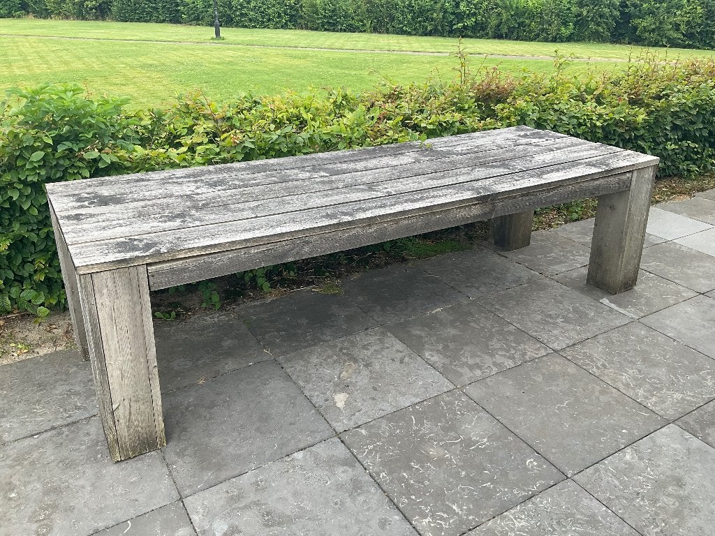 Houten buitentafel 285x99 cm, Tuin en Terras, Ophalen, Gebruikt, Rechthoekig, Hout