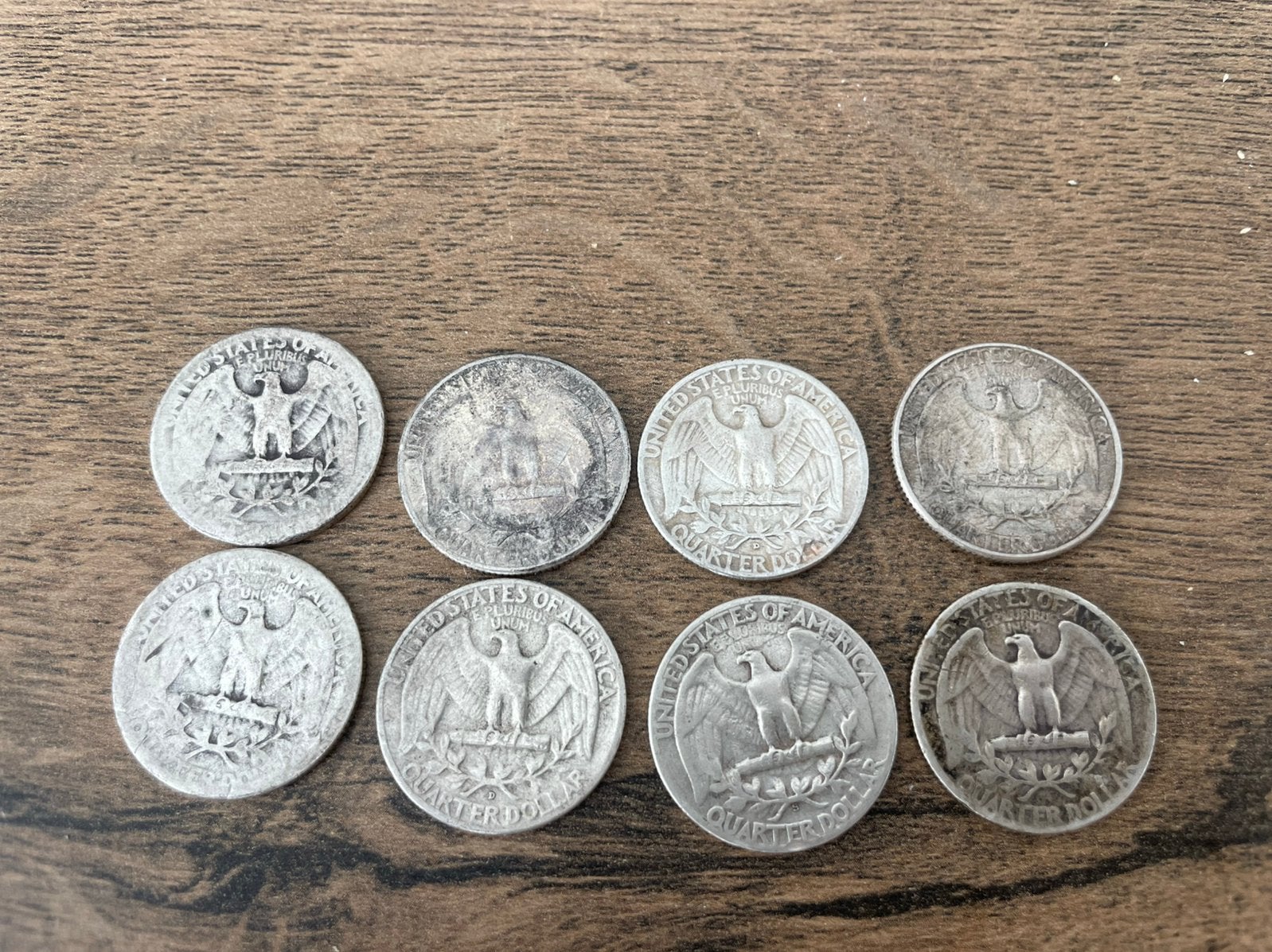 8 x zilveren USA quarter dollar munten. Zilver munt, Ophalen of Verzenden, Noord-Amerika, Zilver