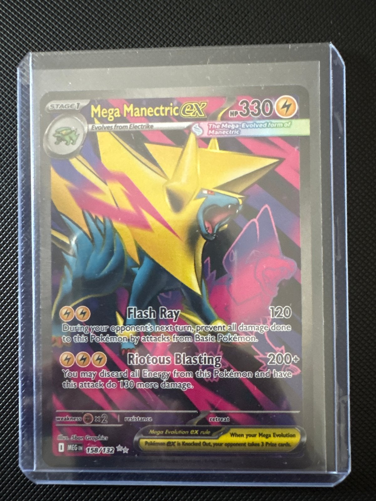 Mega Manectric EX Pokémon Kaart 158/132 MEG, Ophalen of Verzenden, Zo goed als nieuw, Losse kaart, Foil