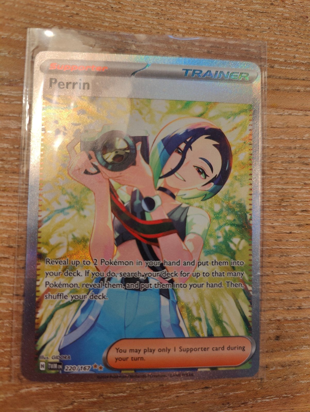 Pokémon TCG: Perrin Trainer Kaart (Full Art), Ophalen of Verzenden, Zo goed als nieuw, Losse kaart, Foil