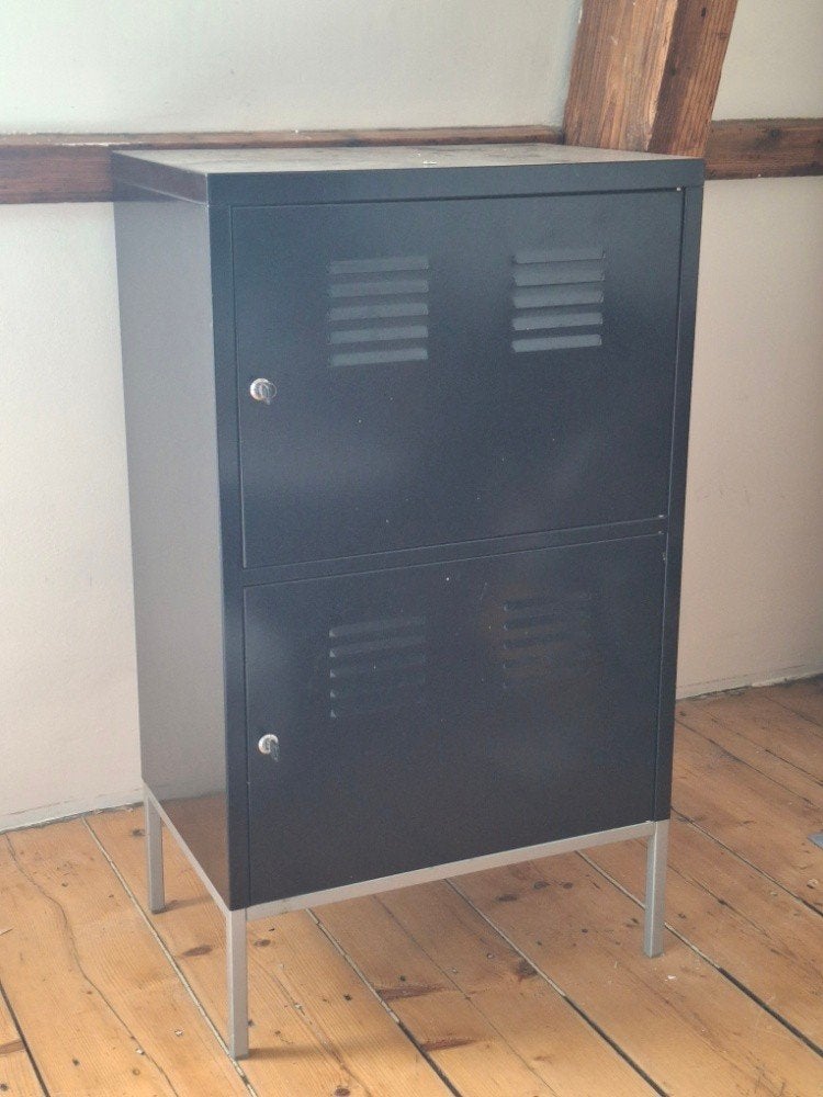 Stoere industriële metalen locker kast - Zwart met sleutels, Ophalen, Zo goed als nieuw, Industrieel / Stoer & Loft