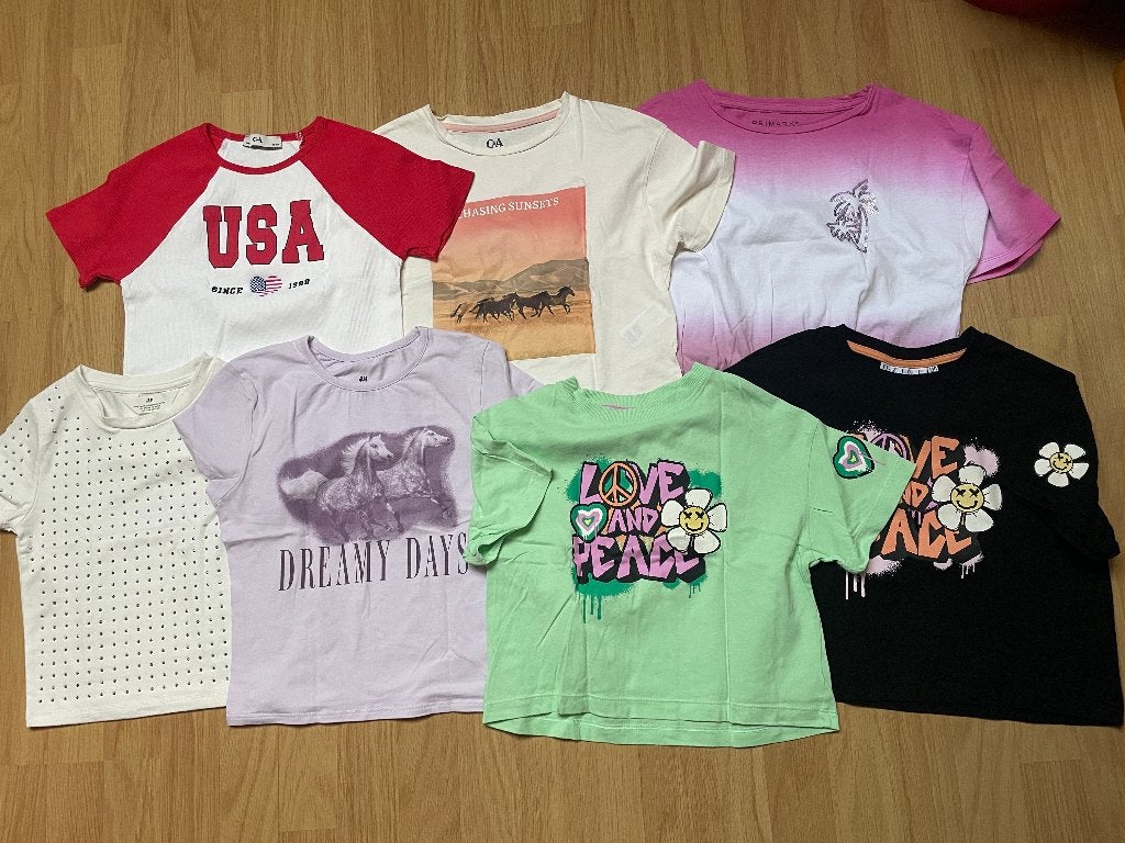 pakket met 7 crops tops maat 134-140-146 € 7,50, Kinderen en Baby's, Kinderkleding | Maat 140, Ophalen of Verzenden, Zo goed als nieuw