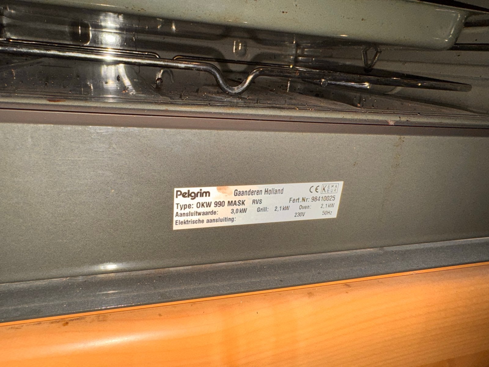 Pelgrim Inbouwoven OKW 990 MASK RVS, Ophalen, Gebruikt, Pelgrim, Oven met grill