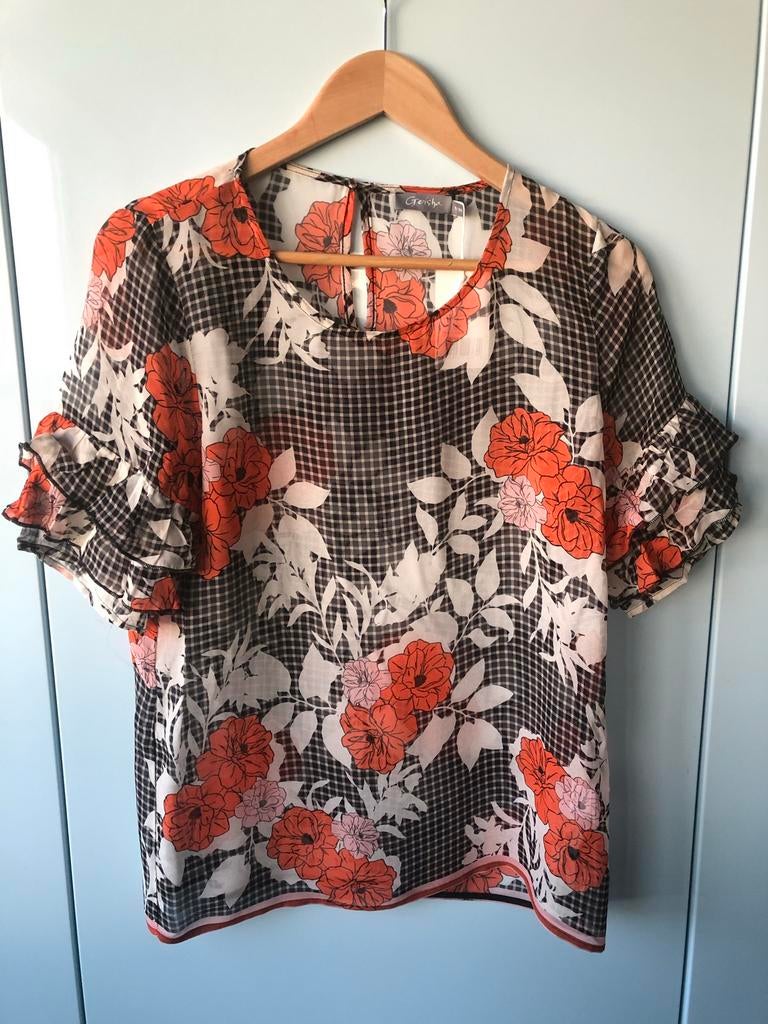 Geisha T-shirt blouse maat 36 geruit doorzichtig nieuw, Ophalen of Verzenden, Nieuw, Maat 36 (S), Oranje
