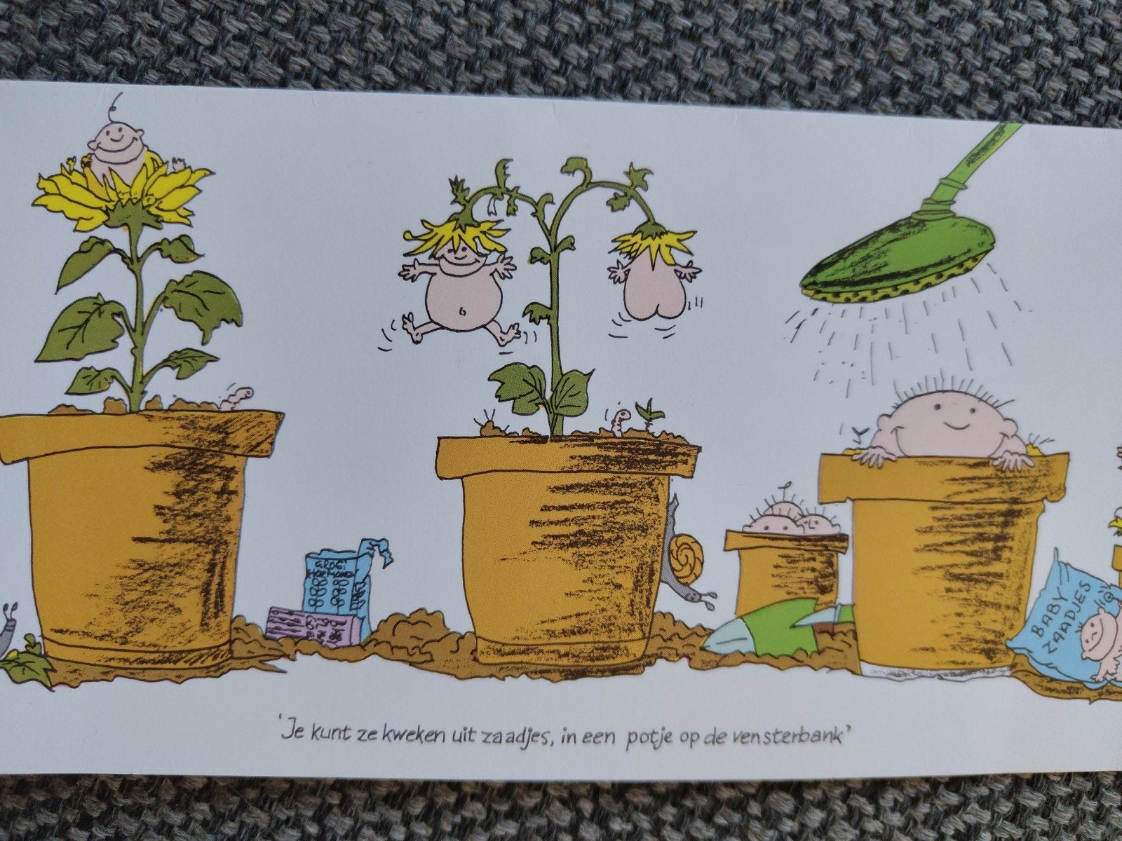 kaart met potjes, Ophalen of Verzenden, Geboortekaartje