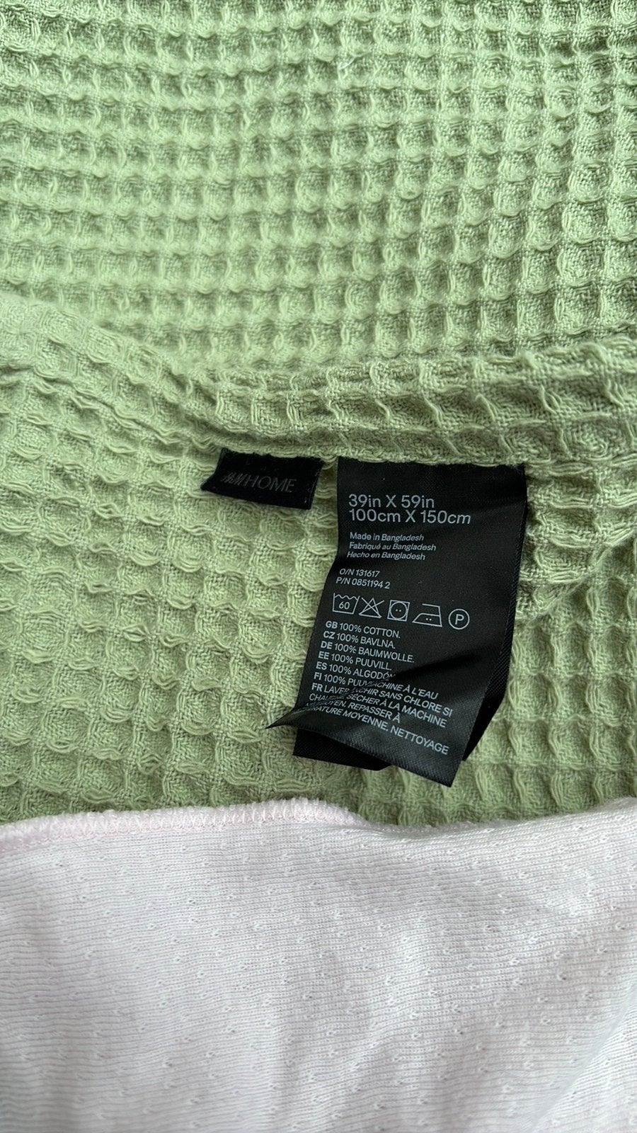 H&M Home wafeldeken met kwastjes, Ophalen of Verzenden, Zo goed als nieuw, Woondeken, Groen