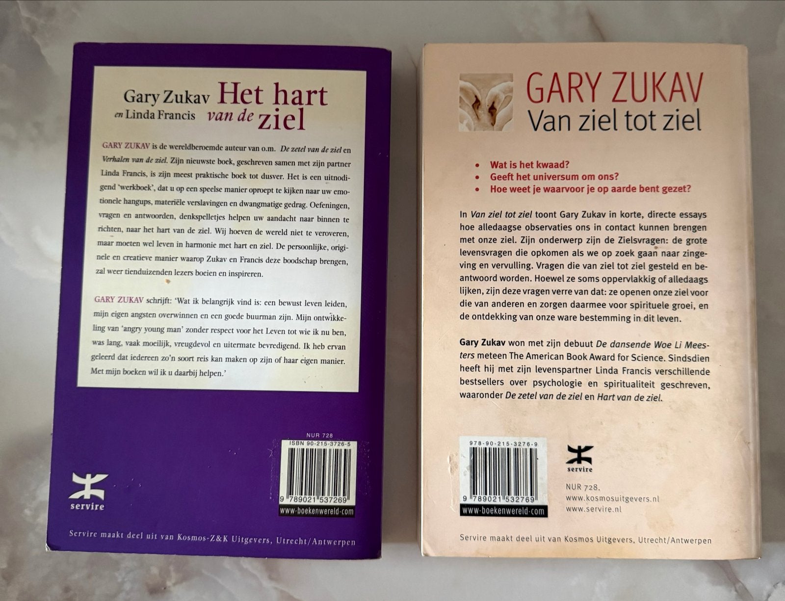 Boeken Gary Zukav: Het hart van de ziel & Van ziel tot ziel, Boeken, Ophalen of Verzenden, Gelezen, Spiritualiteit algemeen, Verhaal of Roman