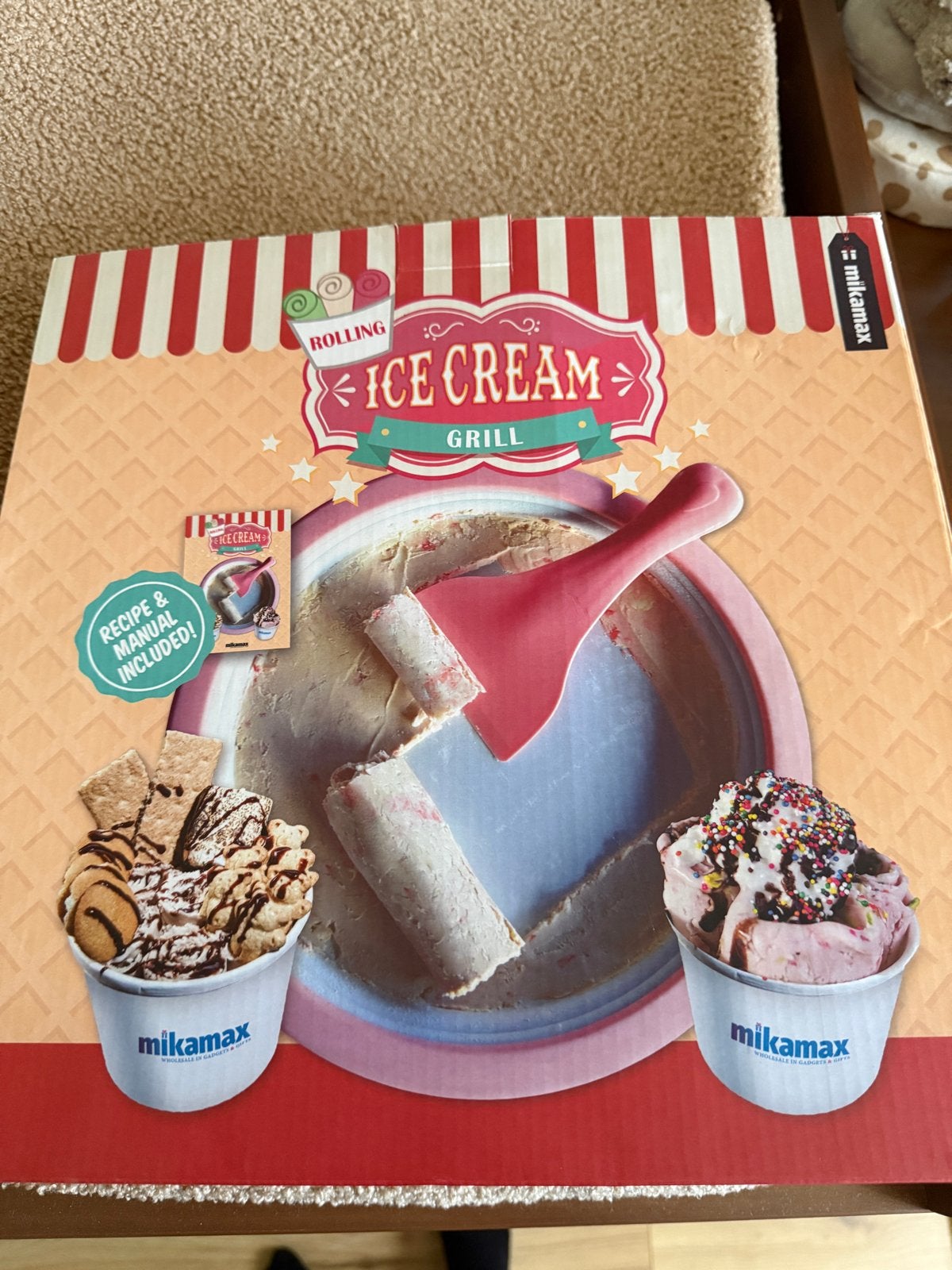 Mikamax Rolling Ice Cream Grill - Maak zelf ijsrollen!, Overige typen, Kunststof, Nieuw, Ophalen of Verzenden
