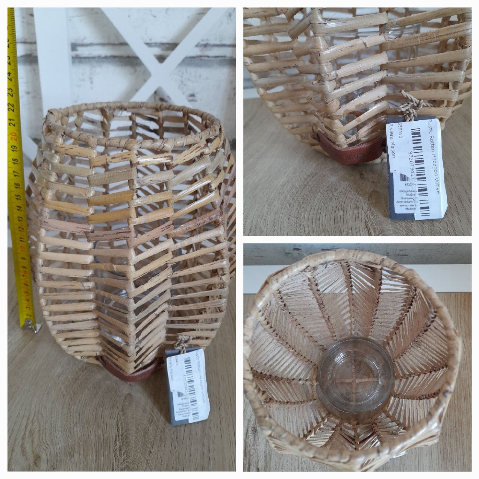 hexagon rattan waxinelichthouder riviera maison, Verzenden, Waxinelichthouder