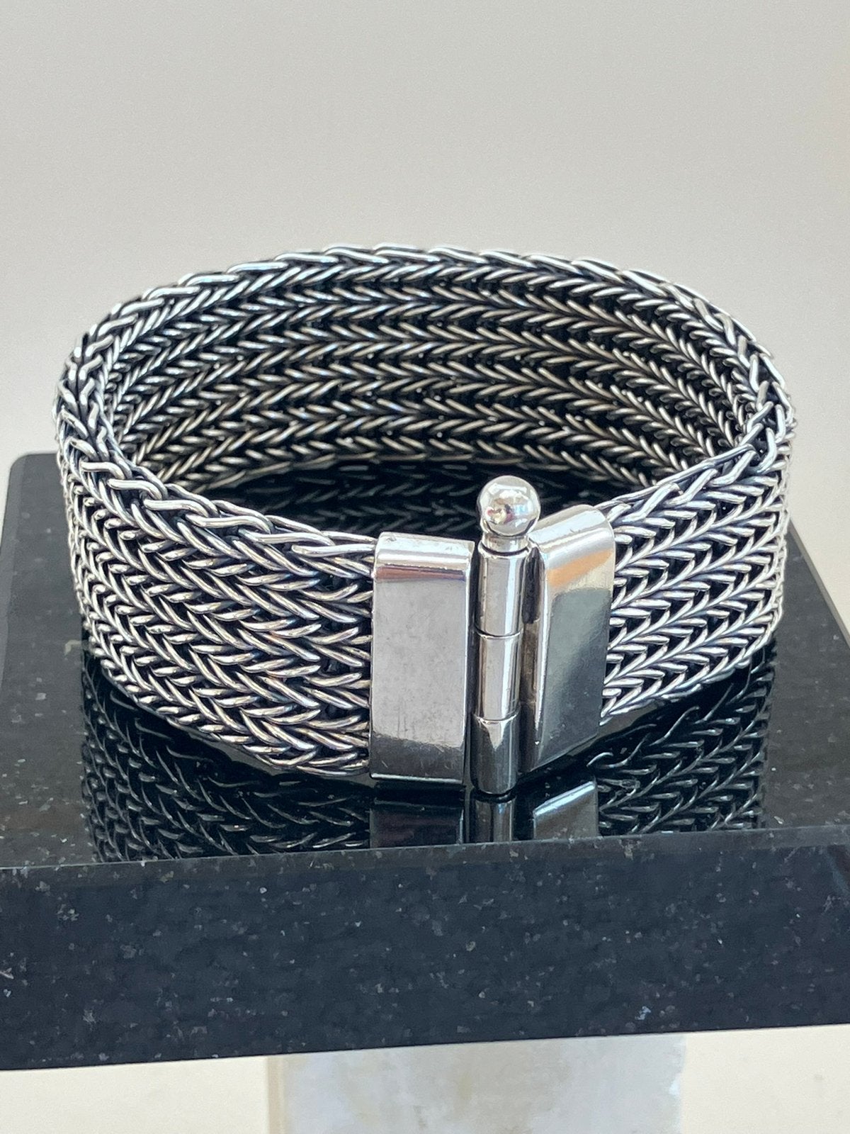 Zware brede zilveren armband, Ophalen of Verzenden, Zo goed als nieuw, Zilver