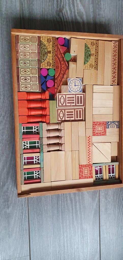 Vintage Houten Blokkendoos,en Aap,Noot, Mies plank,Jaren 50., Antiek en Kunst, Antiek | Speelgoed, Ophalen of Verzenden