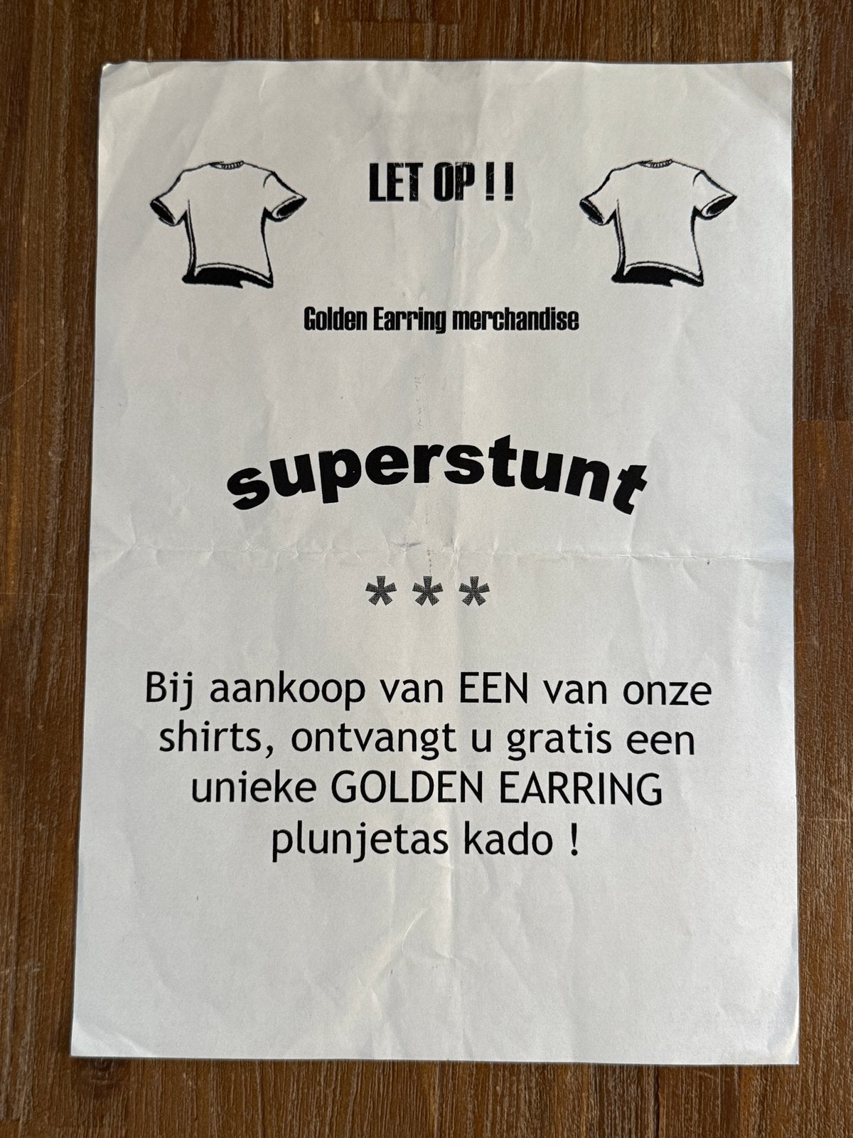Golden Earring merchandise Superstunt Reclame Poster, Ophalen of Verzenden, Gebruikt, Poster, Artwork of Schilderij