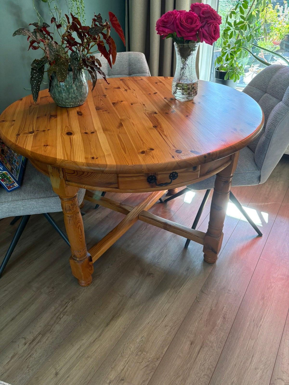 Grenen tafel gratis af te halen, Ophalen, Zo goed als nieuw, Rond, 100 tot 150 cm