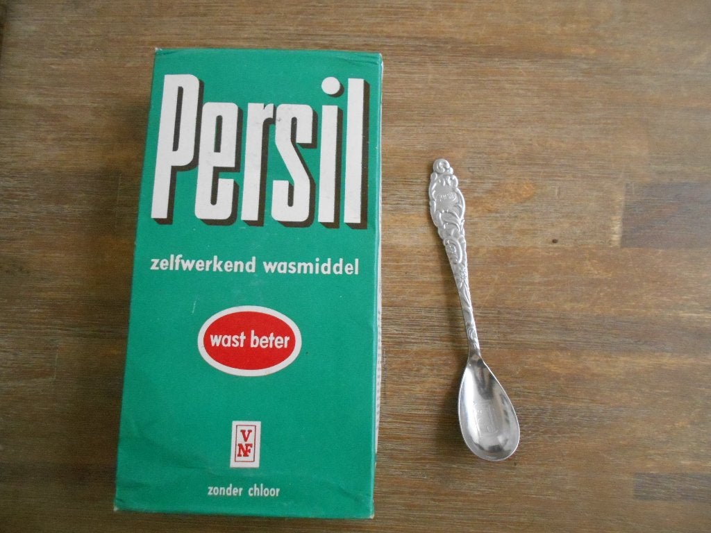 Oud pakje Persil waspoeder en theelepeltje, Ophalen of Verzenden