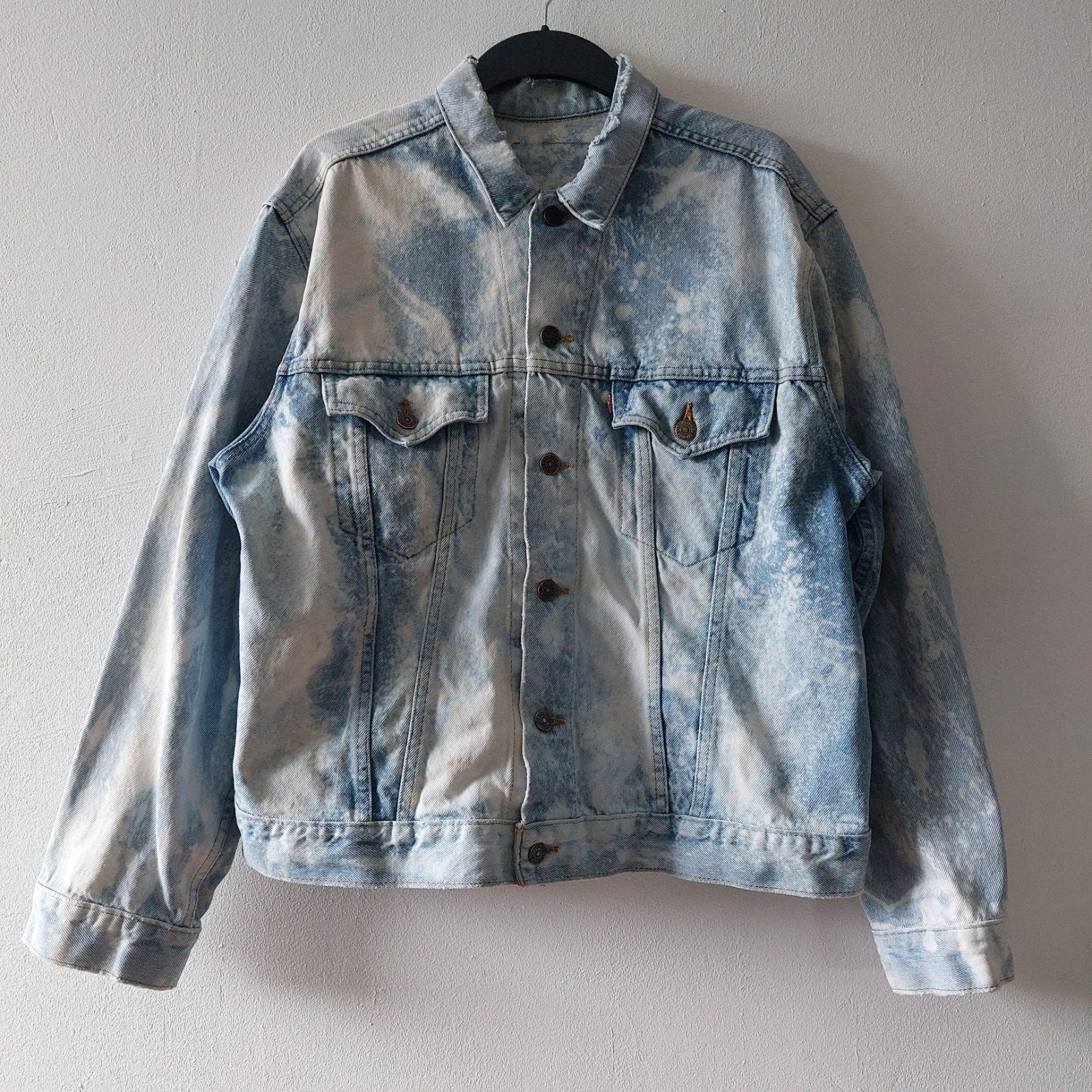 Vintage 80s Levis oversized acid wash denim jacket, Levi's, Blauw, Maat 56/58 (XL), Ophalen of Verzenden