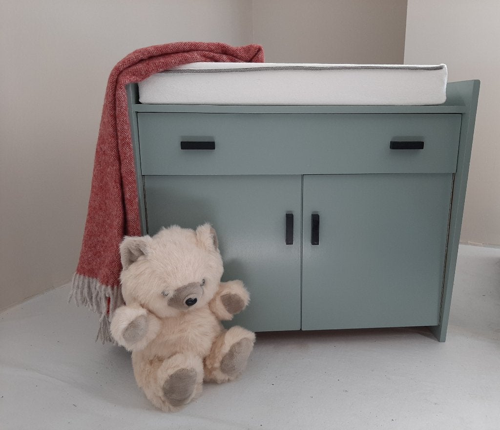 Commode / kastje vintage jaren 50-60 agavegroen, Gebruikt, 75 tot 100 cm, Minder dan 50 cm, Commode