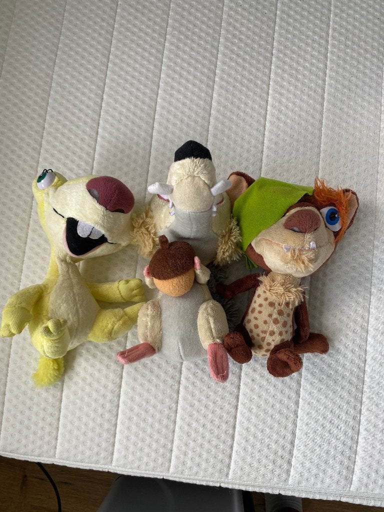 Ice age knuffel 3 stuks, Overige merken, Overige karakters, Overige typen, Ophalen of Verzenden