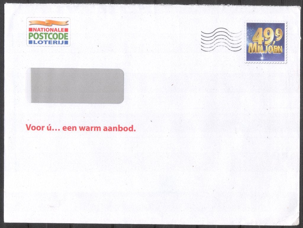 Voordrukzegel Postcodeloterij - vensterenvelop, Verzenden, Envelop