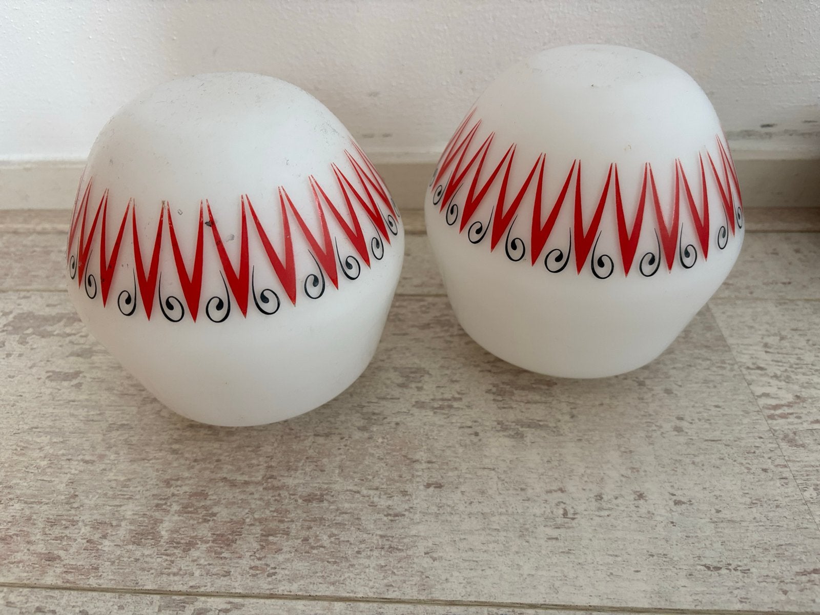 Set vintage Philips plafondlampen rood/zwart, jaren 70, Gebruikt, Wit, Rond, Ophalen of Verzenden