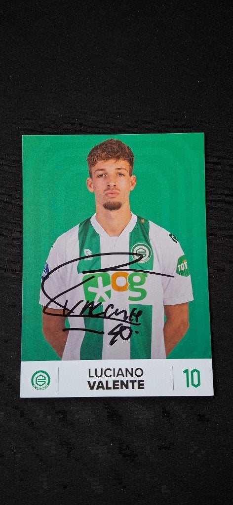 Spelerskaart met handtekening; Luciano Valente FC Groningen, Ophalen of Verzenden, Nieuw, Overige binnenlandse clubs, Spelerskaart