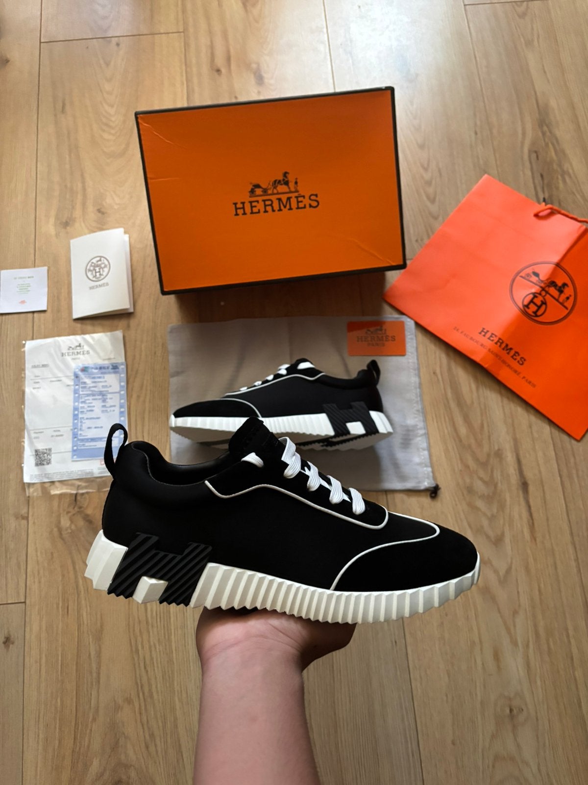 Hermes sneaker-  beste kwaliteit maat 43, Ophalen of Verzenden, Zo goed als nieuw, Zwart