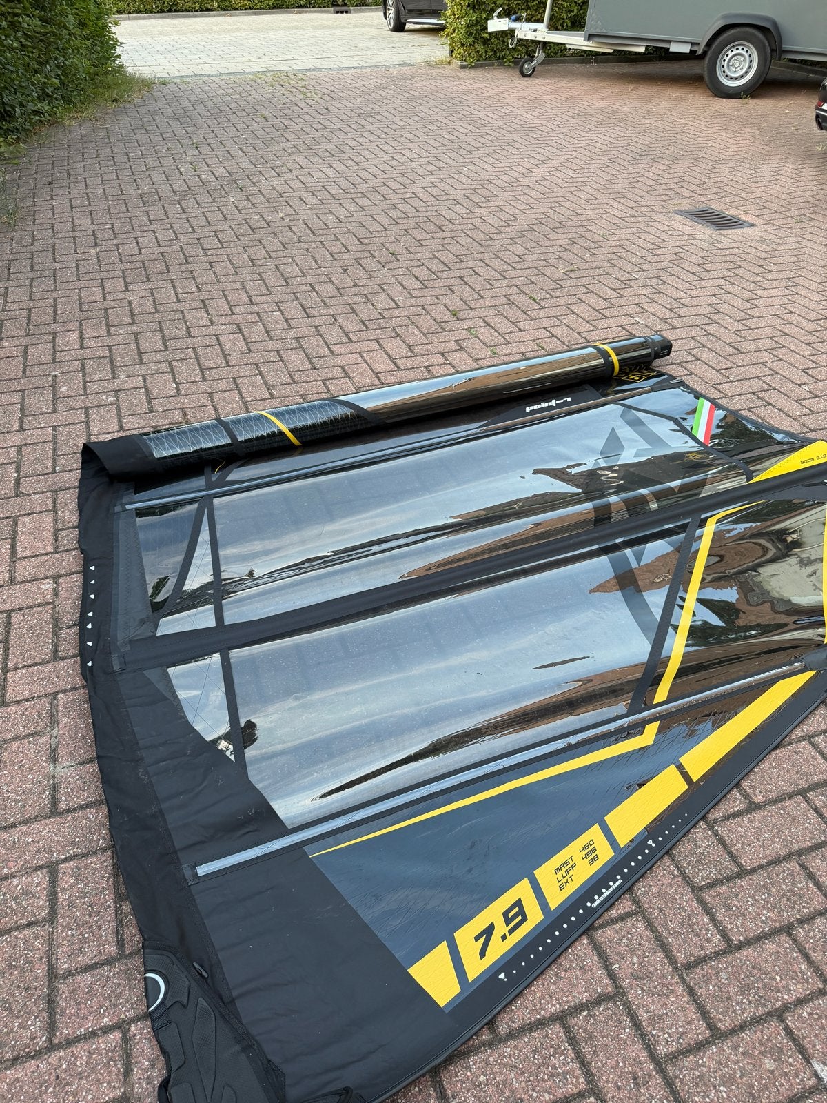 Windsurfzeil AC-X 7.9 m² - Slechts 2x gebruikt, Watersport en Boten, Windsurfen, 6.5 m² tot 8 m², Zo goed als nieuw, Zeil, Ophalen