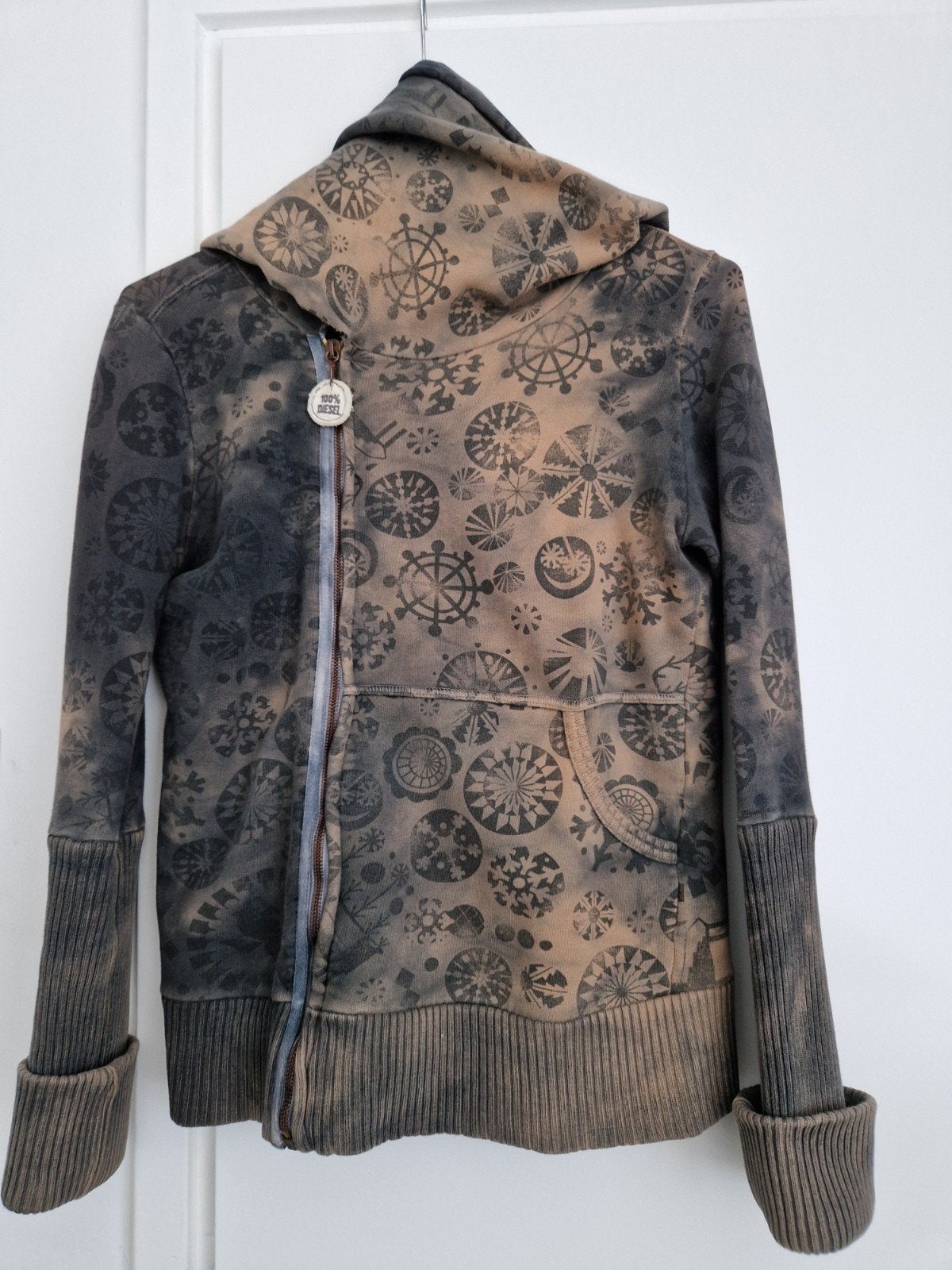 Diesel: apart vest met sjaal, M, grijs/middenbruin, Maat 38/40 (M), Ophalen of Verzenden, Diesel, Lange mouw