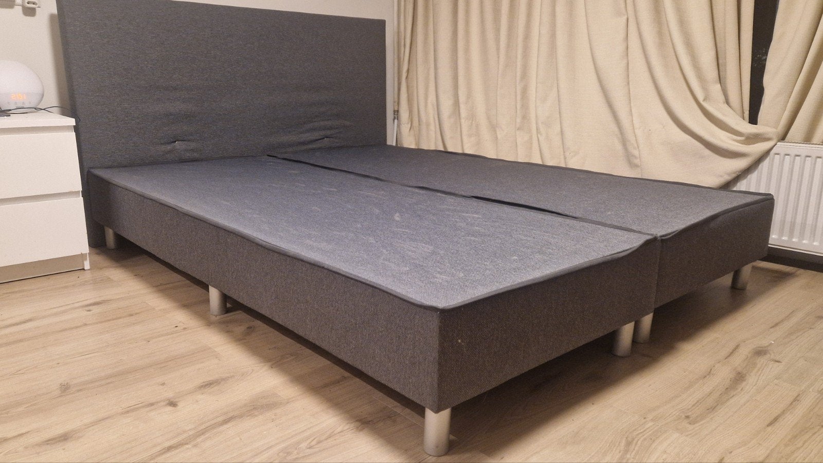 Stoffen bed 160x200 basis voor boxspring, Ophalen, Gebruikt, Tweepersoons, 200 cm
