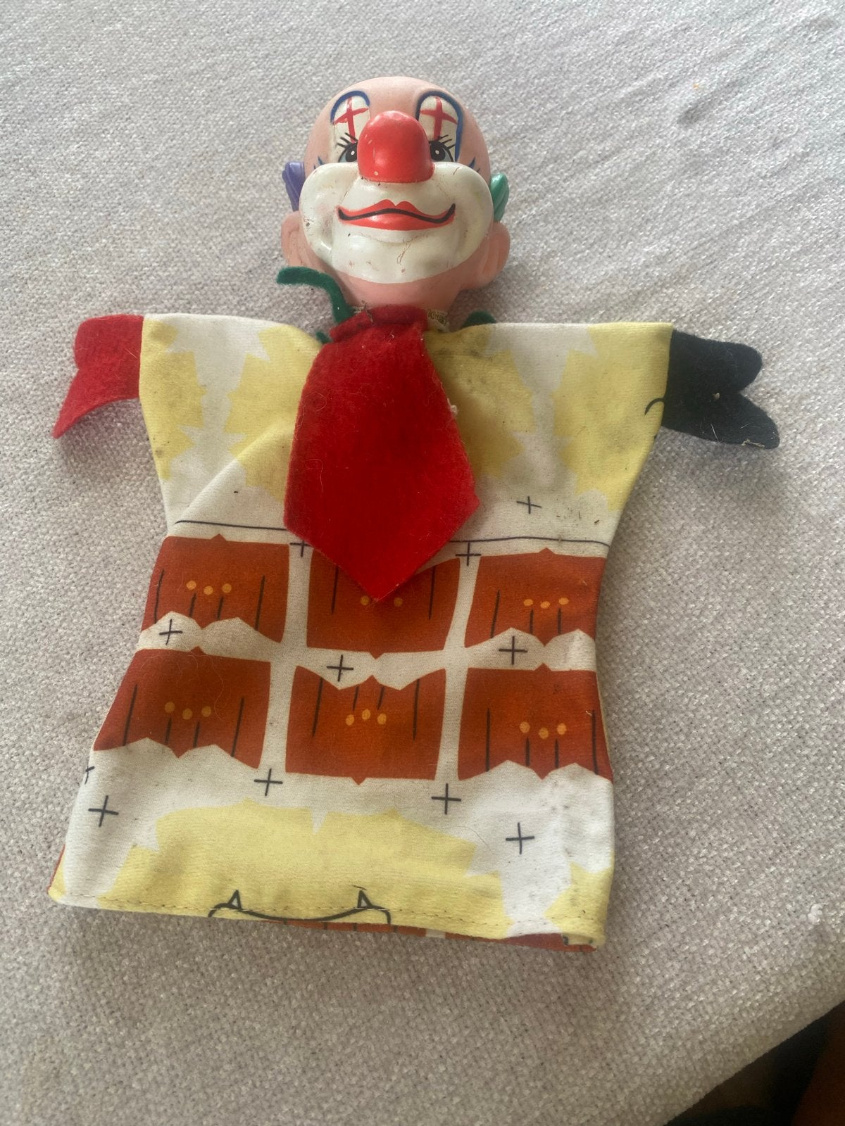 Vintage Clown Handpop - Uniek Speelgoed, Ophalen of Verzenden, Gebruikt, Jongen of Meisje