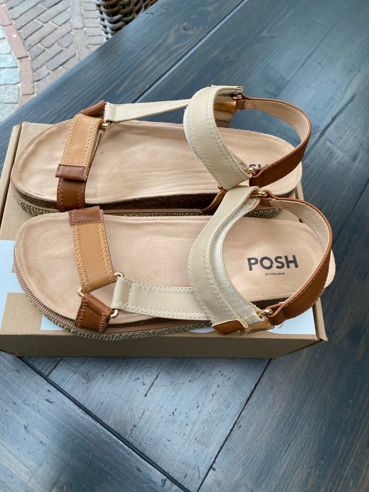 Sandalen Maat40 Merk Posh by Poelman NIEUW, Beige, Nieuw, Sandalen of Muiltjes, Ophalen of Verzenden