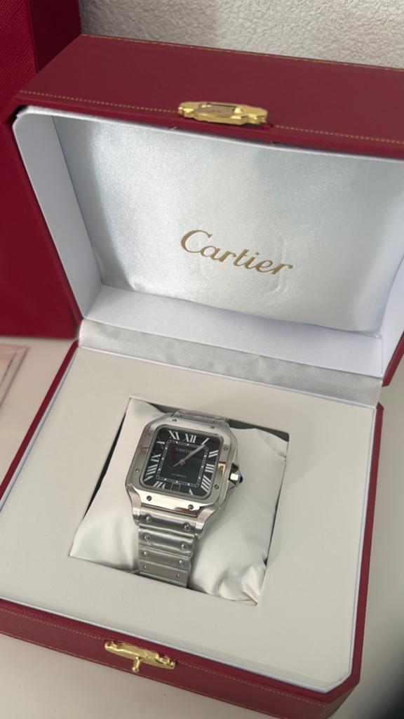 Cartier Santos de Cartier Black Dial 40MM Horloge, Ophalen of Verzenden, Nieuw