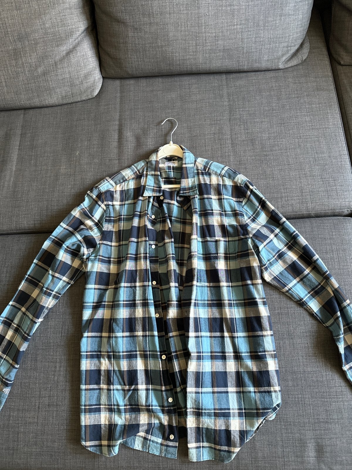 Aspesi geruit herenoverhemd blauw, Kleding | Heren, Ophalen of Verzenden, Zo goed als nieuw, Blauw, Overige halswijdtes
