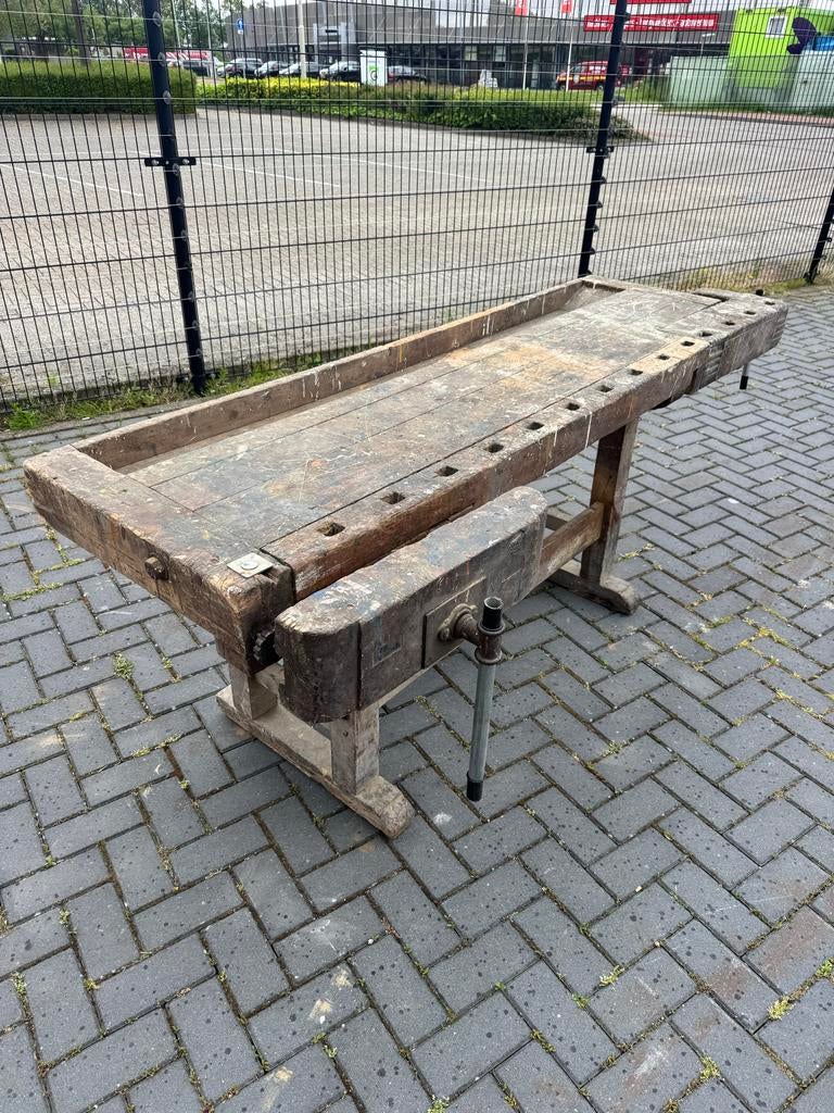 Hollandsche Timmermans werkbank met bankschroef, Ophalen of Verzenden, Gebruikt, 170 cm of meer, Bankschroef