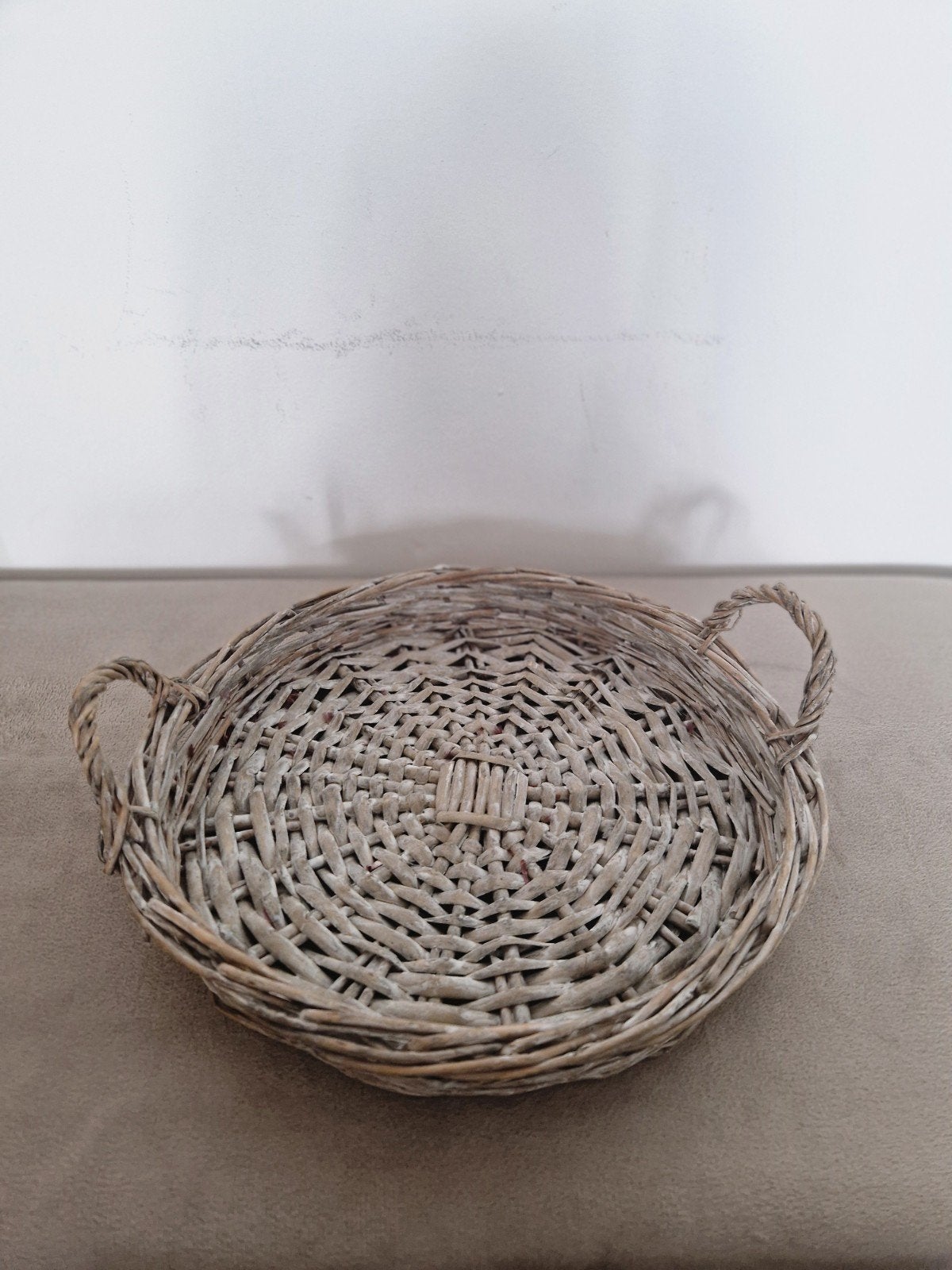 Oude rieten mand / dienblad met handvatten, Antiek en Kunst, Ophalen of Verzenden