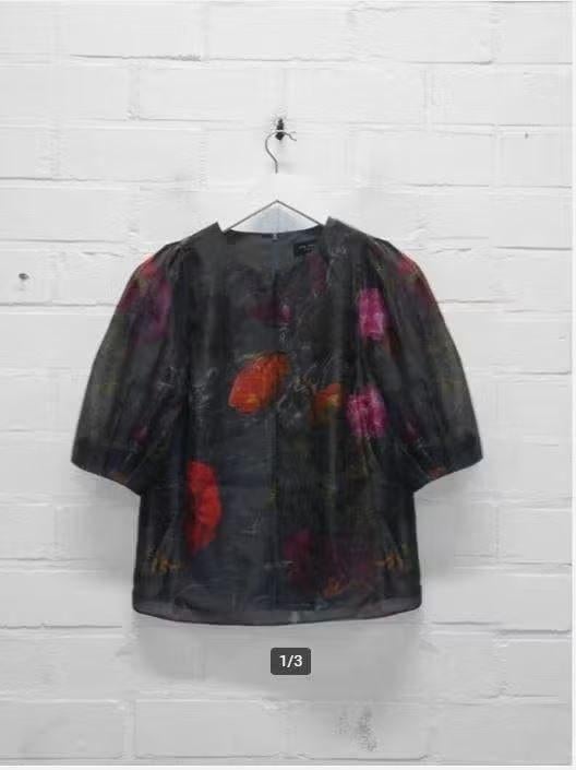 Ted Baker - Prachtige chiffon blouse maat 1/36 - Nieuw €145, Zwart, Nieuw, Ophalen of Verzenden, X