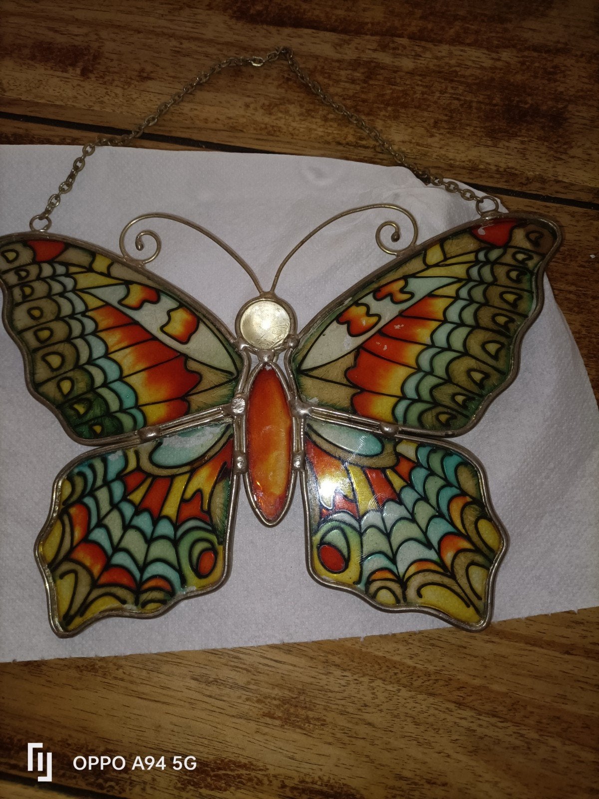 amia vlinder decoratie - glas geverfd, Gebruikt, Meerkleurig, Overige stijlen, Ophalen of Verzenden