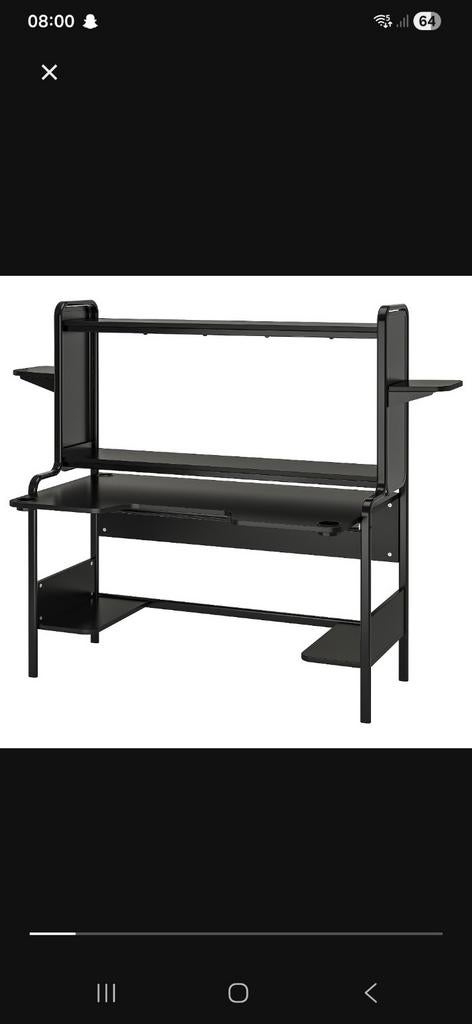 IKEA FREDDE Gamingbureau met HUVUDSPELARE bureaustoel, Zwart, Gebruikt, Spaanplaat of MDF, Ophalen of Verzenden