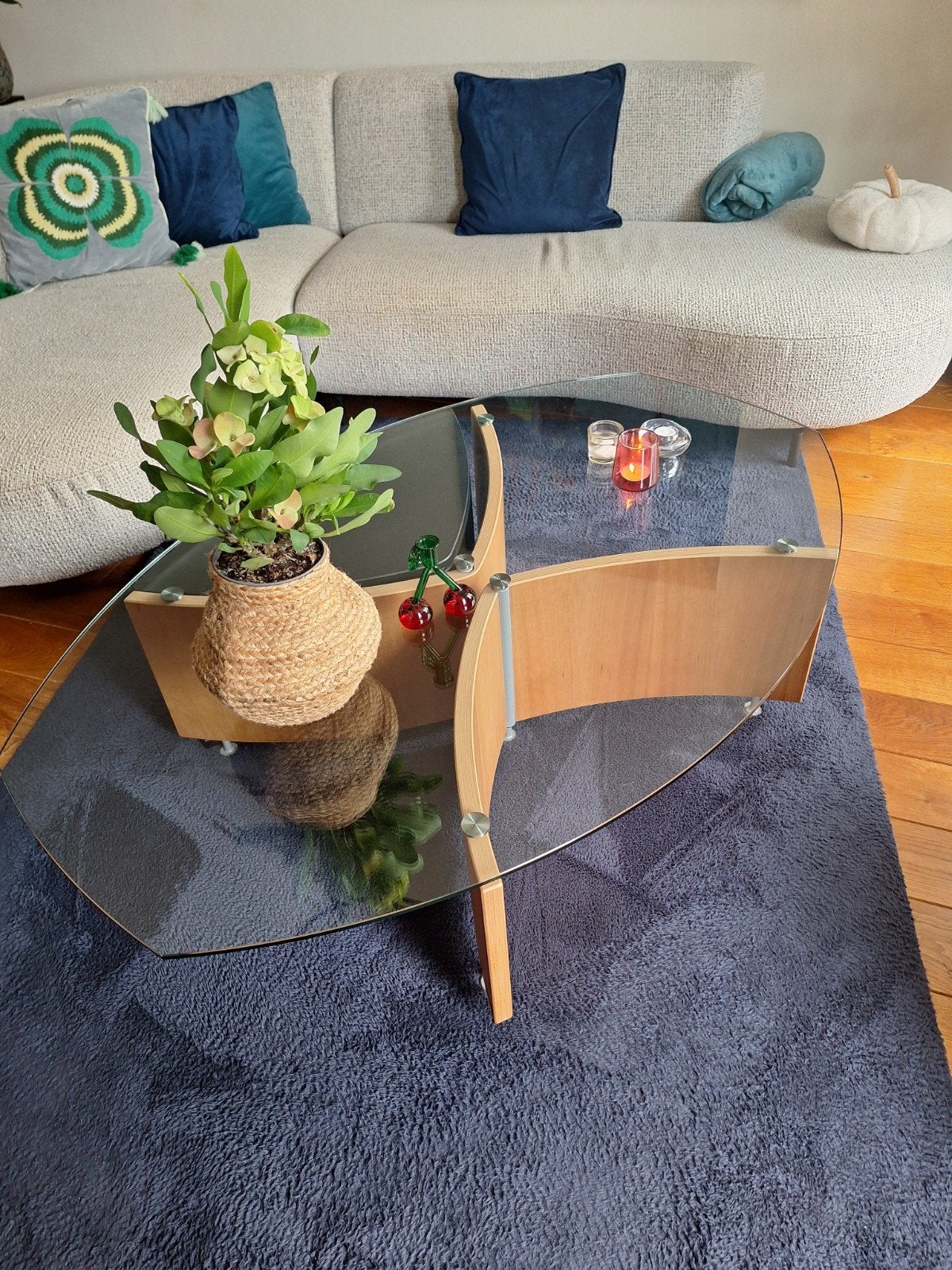 Leolux salontafel, Gebruikt, 100 tot 150 cm, Glas, Rechthoekig