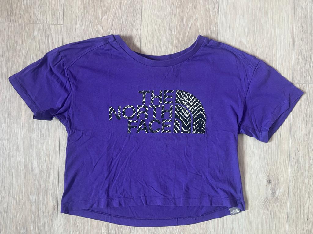 The North Face Paars Cropped T-shirt - Jeugd Maat L (12 jaar, Ophalen of Verzenden, Zo goed als nieuw, Meisje, Shirt of Longsleeve