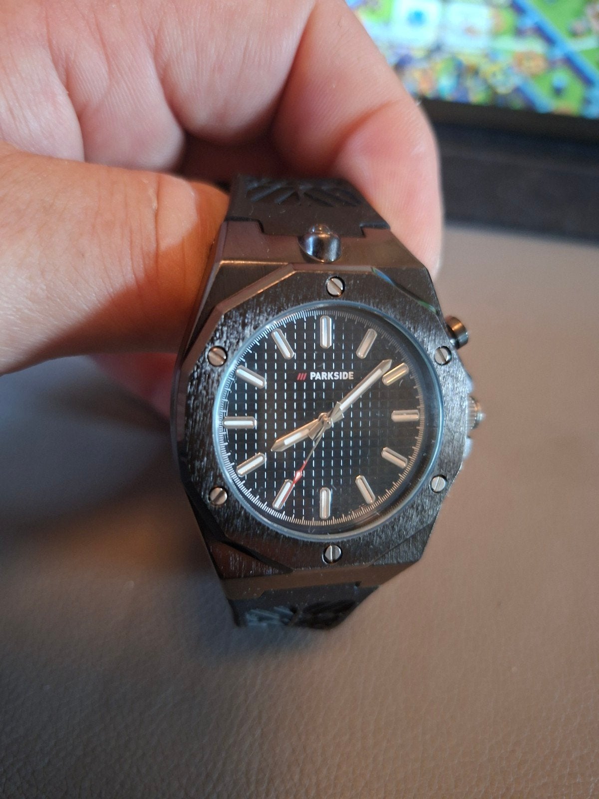 Nieuwe Parkside quarts horloge model ap lampje rubber band, Staal, Polshorloge, Nieuw, Kunststof