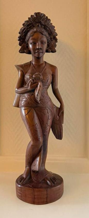 Prachtig Balinees Houtsnijwerk - Danseres (40 cm) - Art Deco, Houtsnijwerk, Verzenden, Handgemaakt, 20 - 50 cm