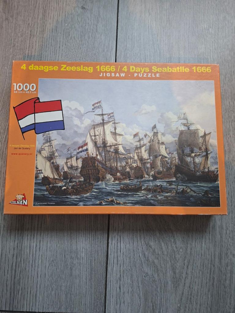 Puzzel 1000 st- 4 Daagse Zeeslag 1666, Ophalen of Verzenden, 500 t/m 1500 stukjes, Gebruikt, Legpuzzel