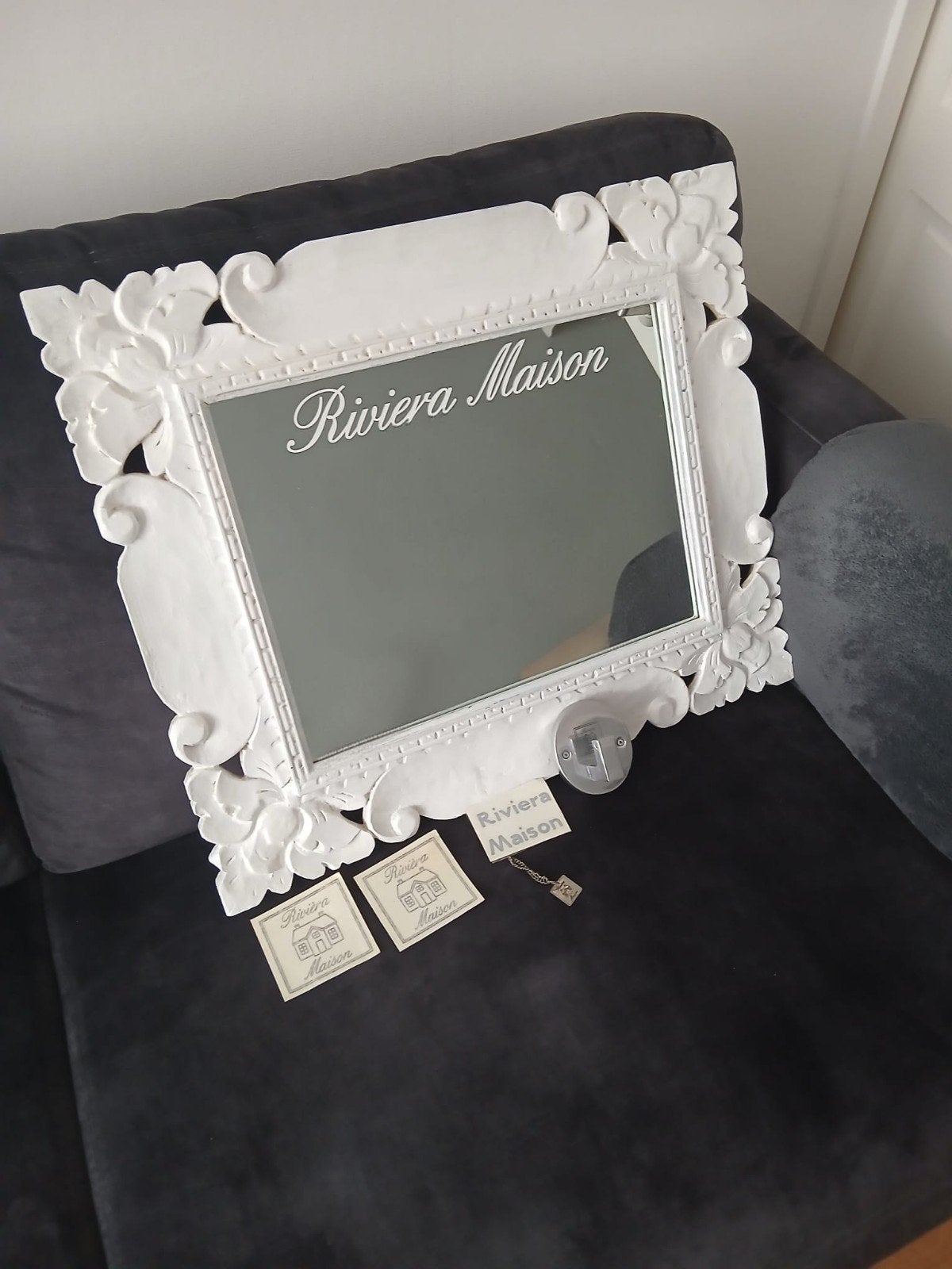 Riviera Maison spiegel, stikkers, label, haak, Ophalen, Minder dan 50 cm, Zo goed als nieuw, Minder dan 100 cm