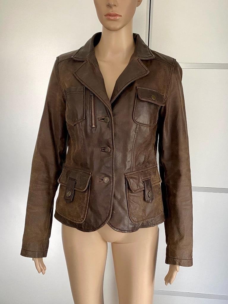 i632 Echt-leren jasje mt. 38=M jas blazer colbert leer bruin, Kleding | Dames, Jasjes, Kostuums en Pakken, Maat 38/40 (M), Bruin