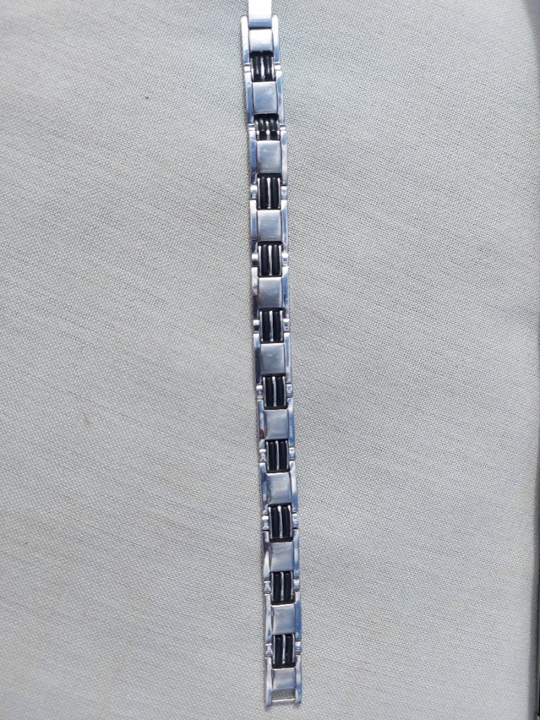 RVS schakelarmband heren, Ophalen of Verzenden, Gebruikt, Zilver, Staal