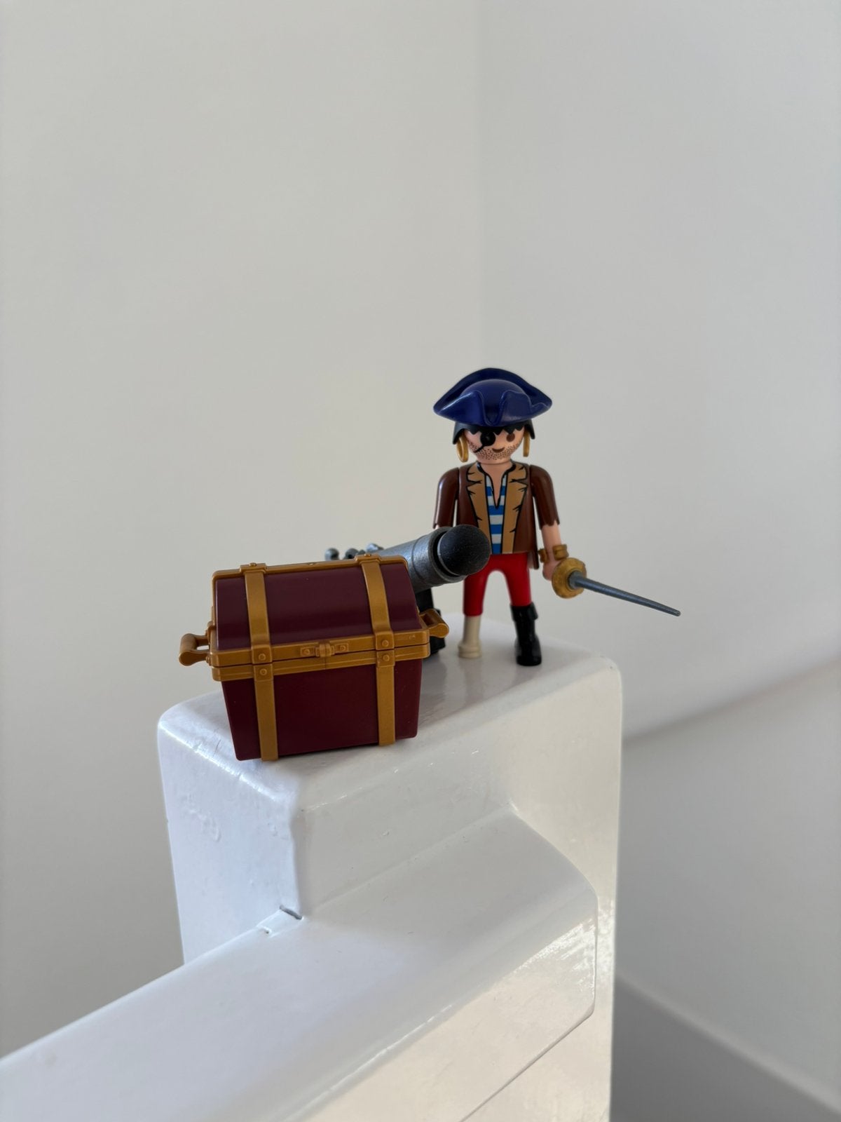 Playmobil piraat met schatkist en accessoires, Pirates, Losse onderdelen, Ophalen of Verzenden, Zo goed als nieuw