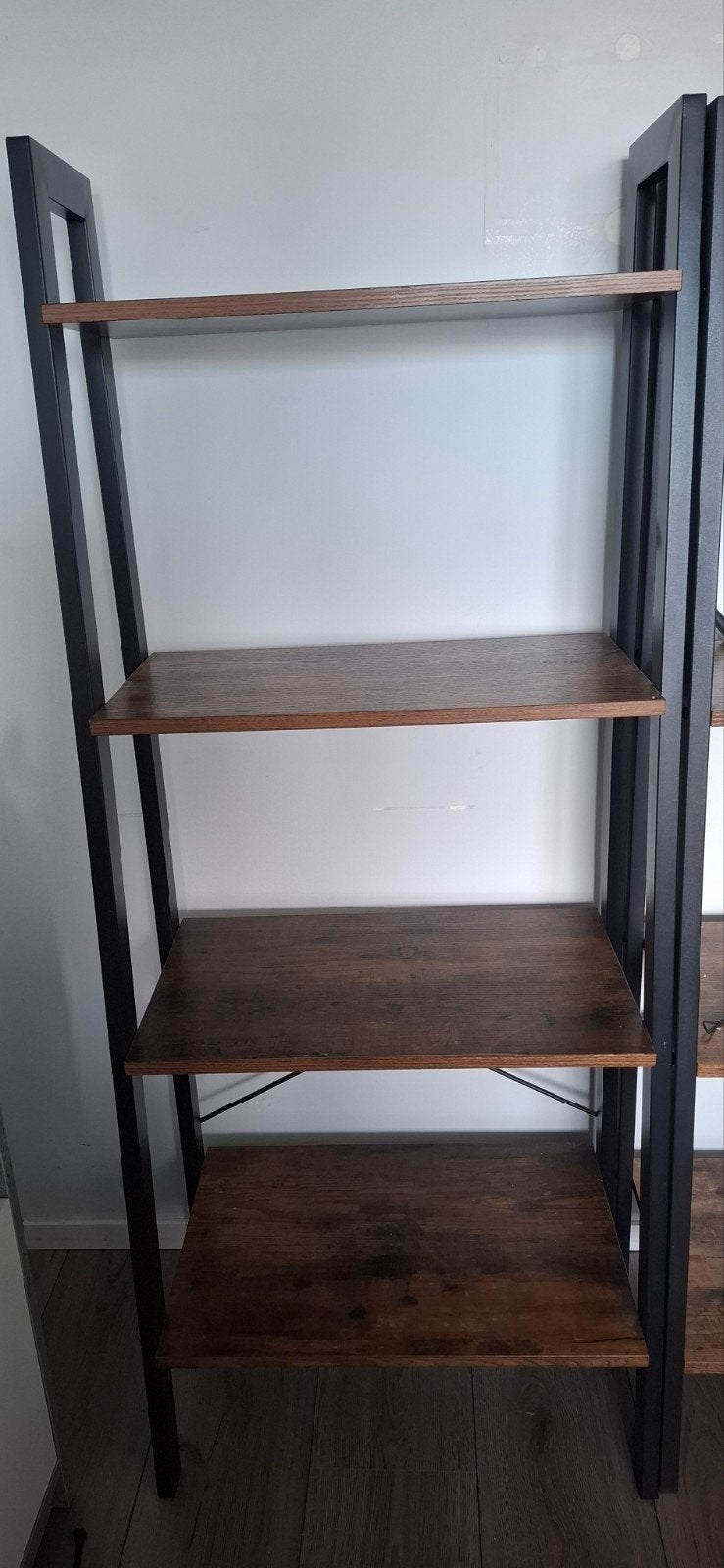 Industriële Boekenkast met 4 Planken - Zwart Metaal & Hout, Ophalen, 50 tot 100 cm, Zo goed als nieuw, Metaal