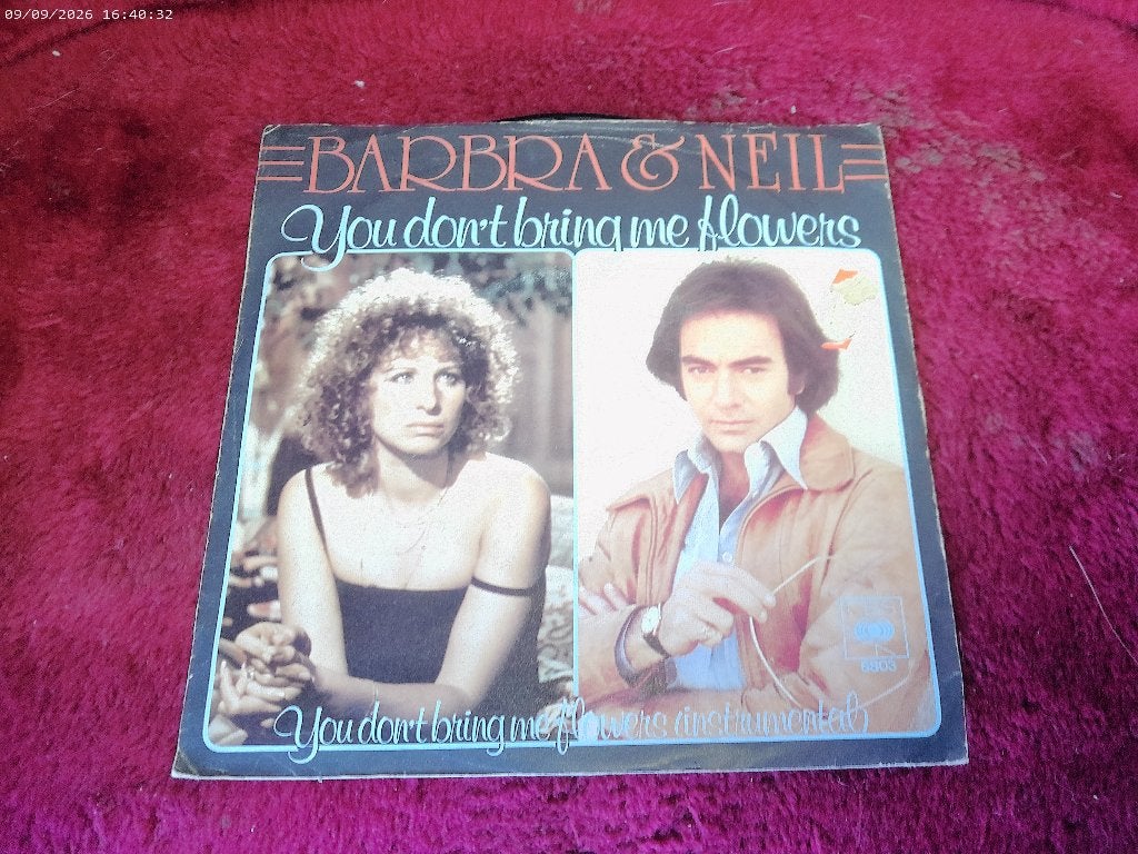 Neil Diamond & Barbra Streisand - you don't bring me flowers, Gebruikt, Fotohoes, 7 inch, Ophalen of Verzenden
